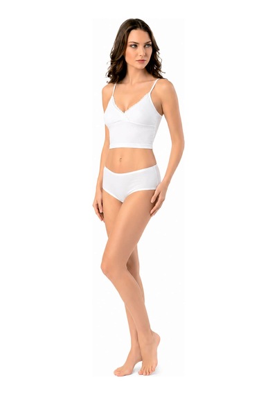 Kadın İp Askılı V Yaka Taşlı Kaşkorse Crop 6437 001