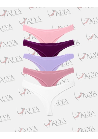 Alya Underwear Kadın Külot Pamuklu String - 5 Adet Siyah Tanga S, M, L, Xl Multicolor-p25