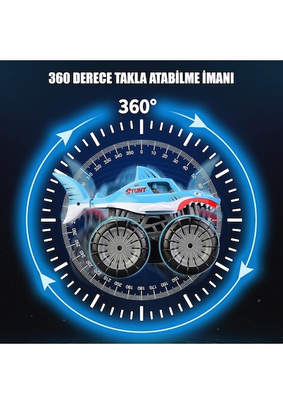 Rc 4wd Akrobat Suda Karada Giden 360 Shark Uzaktan Kumandalı Dublör Araba - Yeşil