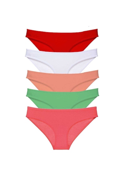 5 adet Süper Eko Set Likralı Kadın Slip Külot Kırmızı Beyaz Pudr Beyaz - Kırmızı