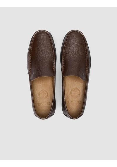 Cabani %100 Hakiki Deri Koyu Kahverengi Dikiş Detaylı Loafer Ayakkabı Koyu Kahverengi