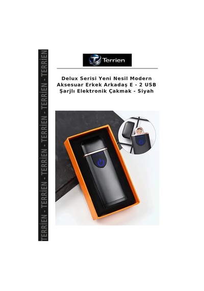 Delux Serisi Yeni Nesil Modern Aksesuar Erkek Arkadaş E - 2 Usb Şarjlı Elektronik Çakmak - Siyah