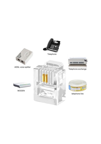 Primex Px-6P2C Rj11 2 Pinli Konnektör. Rj11 Jack. 6P2C Jack. Rj11