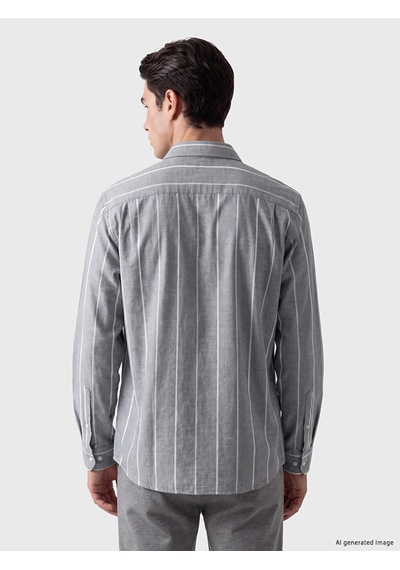 Lcwaıkıkı Classic Yeşil Regular Fit Çizgili Oxford Erkek Gömlek
