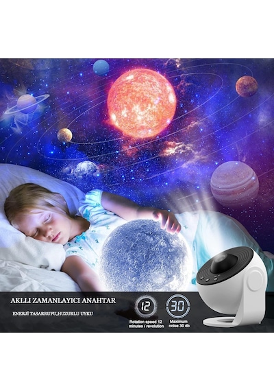 Galaxy Projektor Yıldızlı Gökyüzü Gece Lambası 12 Film Diskli Galaksi Işık Projektörü Desen Özelleştirilmiş Veya Belirtilen