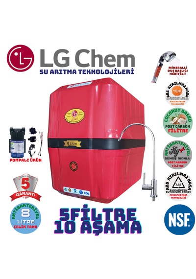 Lg Chem Cool Kırmızısyah 8lt 5fl Pompalı 10aşama Su Arıtma Cihazı Lg Chem Cool Kırmızısyah 8lt 5fl Pompalı 10aşama Su Arıtma Cihazı