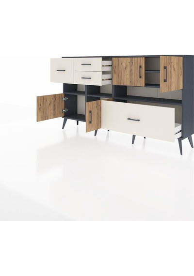 Arges Konsol 5 Raflı 4 Çekmeceli 4 Kapaklı 176x30x99 Antrasit-çam/aytaşı Atlas Çam/aytası - Antrasıt Arges Konsol 5 Raflı 4 Çekmeceli 4 Kapaklı 176x30x99 Antrasit-çam/aytaşı Atlas Çam/aytası - Antrasıt