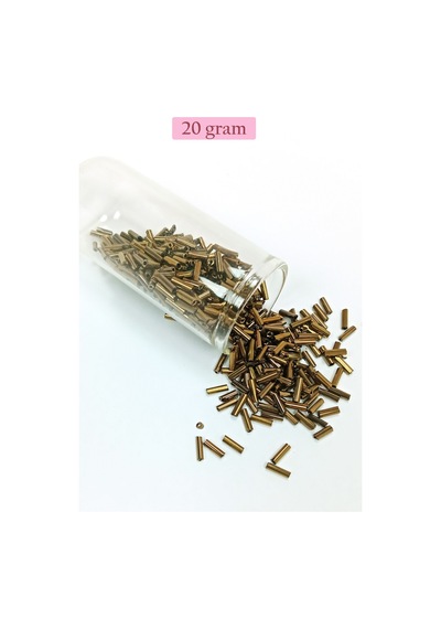 Uzun Boru Kesme Boncuk Çap 2mm Uzunluk 10 Mm - 20 Gram - Parlak Gold - Bnc249