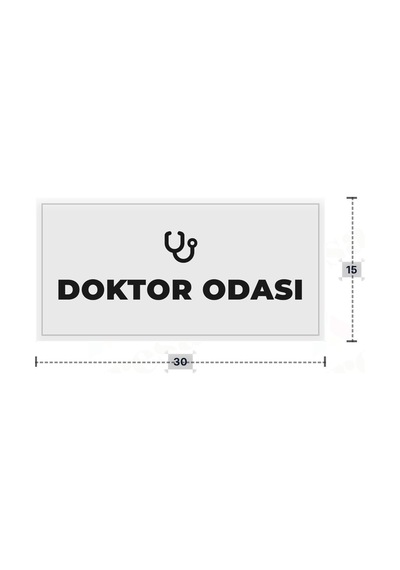 Doktor Odası Yazılı - Metal - Beyaz Renk - Kapı İsimliği - 30x15 Cm