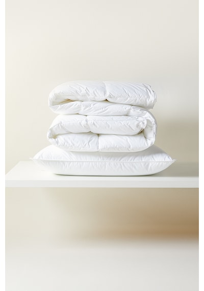 Ocean Home Textile %100 Pamuk Kumaş Kaz Tüyü Konforunda Saten Biyeli Mikorjel Tek Kişilik Yastık Yorgan Seti 1 Adet 155 X 215 / 1 Adet 50 X 70 Cm Beyaz