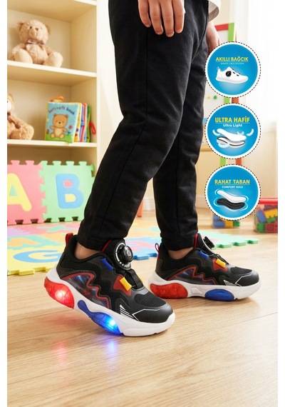 Cool Remy P Siyah Misina Bağcıklı Işıklı Erkek Çocuk Spor Ayakkabı