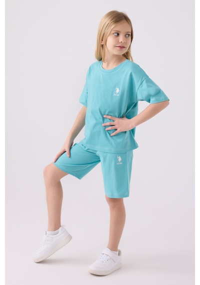 U.S. Polo Assn. U.s. Polo Assn Kız Çocuk Mavi Bermuda Takım Us1848-c-v11 Mavi