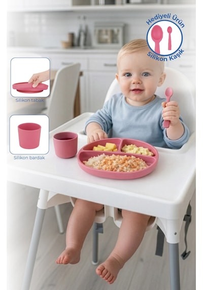 Babyjem 917 Silikon Beslenme Seti Silikon Kaşık Hediyeli