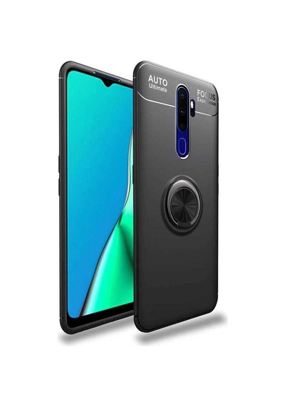 Oppo A5 2020 Kılıf Zore Ravel Silikon Kapak Siyah-Rose Gold