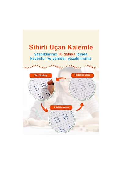 Alfabe Yazı Kitabı Sihirli Uçan Kalemli Oluklu (Kabartmalı) Yazmayı Kolayca Öğreten Kitap Dikkat Atölyesi Yayınları