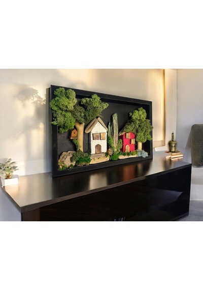 Minyatür Orman Evi Tablosu / Tamamen Doğal Ürünlerden Yapılmıştır.