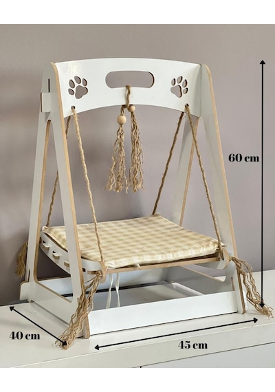 Ahşap Xxl Büyük Minderli Kedi Salıncağı Kedi Yatağı