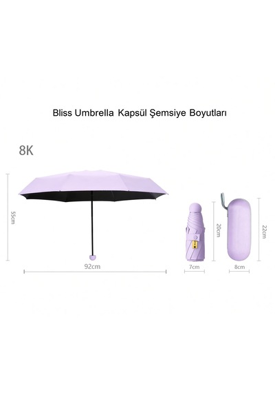 Bliss Umbrella Kapsül Şemsiye - Uv Korumalı Güneş Şemsiyesi Mor