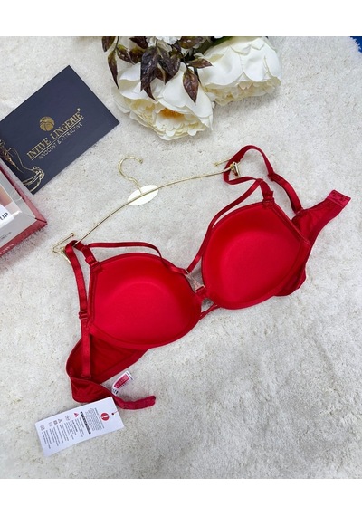 Le Jardin Monica Göğsü Şeritli Mikro Push-up Arkası İp Detaylı Sü Kırmızı