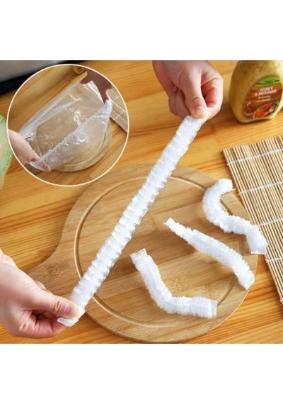 Tr Tech 100'lü Yeniden Kullanılabilir Elastik Plastik Kase Kapakları Şeffaf, 12x30 Cm, Hava Geçirmez Gıda Sakl Diğer