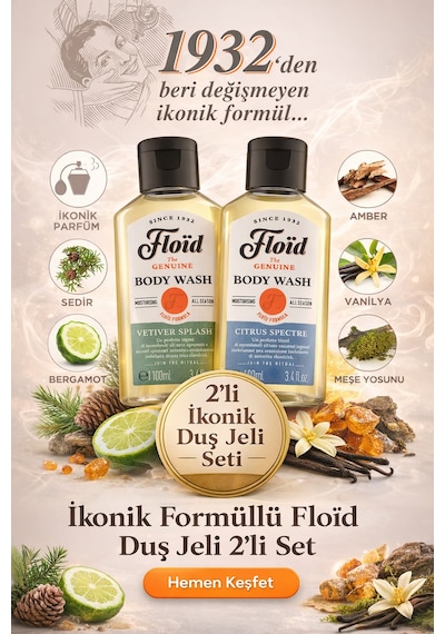 Floid Erkek Duş Jeli & Şampuan 2 Li Set 100 Ml + 100 Ml Cildi Kurutmadan Temizleyen Günlük Bakım Karışık Meyve