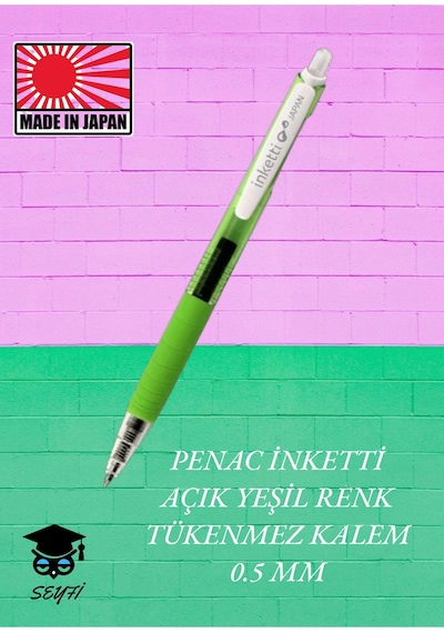 Penac İnketti Jel Tükenmez Kalem Basmalı 0.5 Mm Uç İnceliği Açık Yeşil