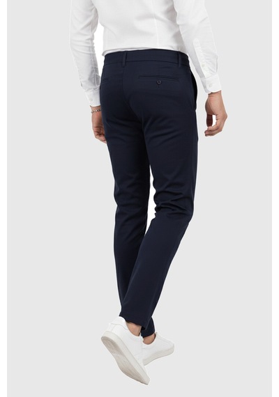 Deepsea Erkek Lacivert Likralı Beli Lastikli & İpli Dar Kesim Şık Kumaş Pantolon 2600572 Lacivert