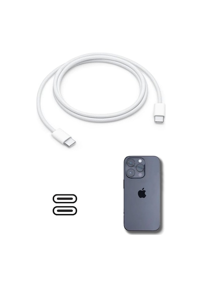 Apple 15/15 Pro Type-c To Type-c Hasır Örgü Hızlı Şarj Kablosu 1m Çok Renkli