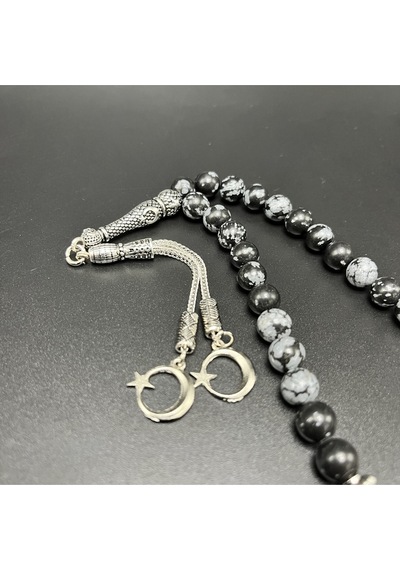 Yıldız Doğal Taş Karlı Obsidyen 8mm 33lük Doğal Taş Tesbih