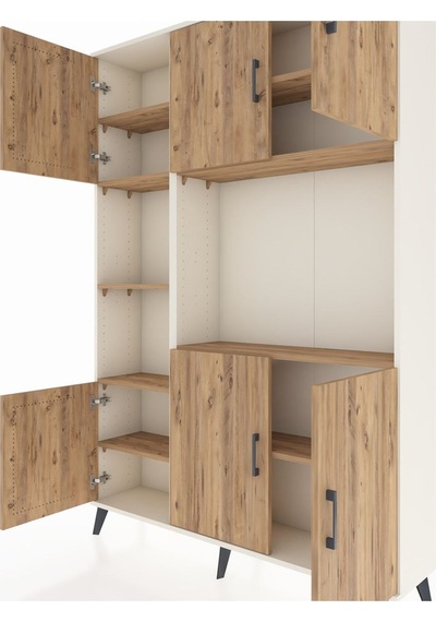 Arges Dolap 9 Raflı 6 Kapaklı 132x30x195 Aytaşı-çam/çam Aytaşı