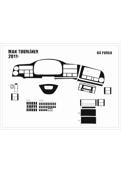 Man Tourliner Torpido Kaplamakaplama 2011-64 Parça Piano Black