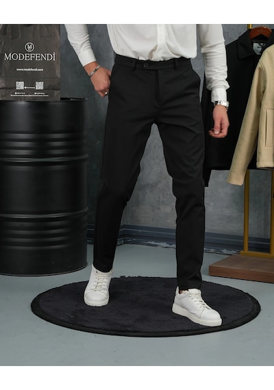 Modefendi Yüksek Kalite Pamuk Likra Slim Fit Kumaş Pantolon Siyah Modefendi Yüksek Kalite Pamuk Likra Slim Fit Kumaş Pantolon Siyah
