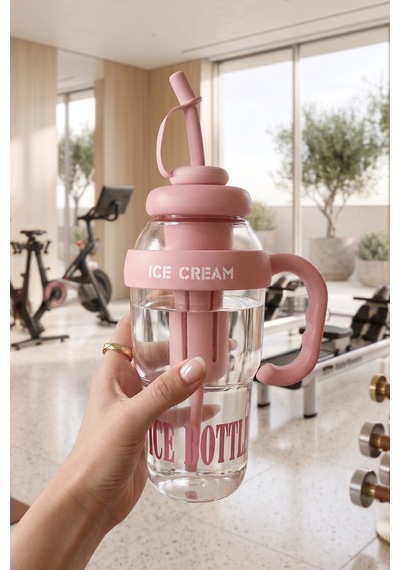 Ice Bottle Pipetli Suluk Matara 1300 Ml Pembe