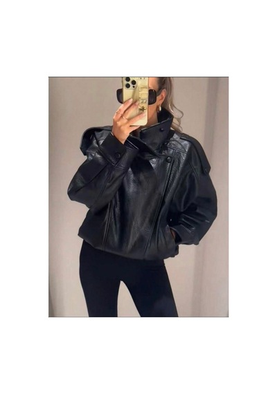 Genel Markalar Viral Oversize Kadın Deri Ceket Yüksek Yaka Siyah Urban Style Kadın Deri Ceket Siyah&black Siyah&Black Genel Markalar Viral Oversize Kadın Deri Ceket Yüksek Yaka Siyah Urban Style Kadın Deri Ceket Siyah&black Siyah&Black