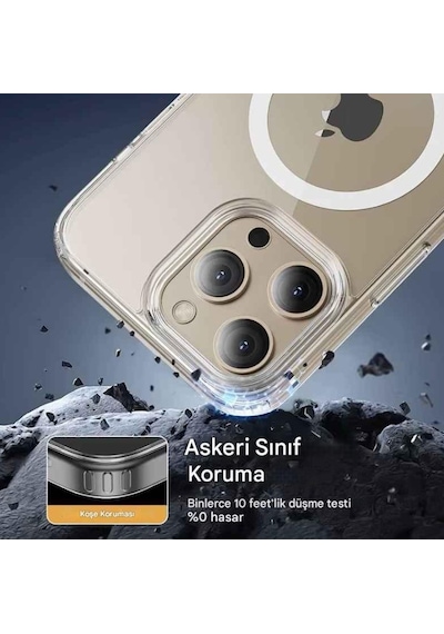 Apple Uyumlu iPhone 11 Magsafe Köşe Ve Kamera Korumalı Lüks Şeffaf Silikon Şeffaf