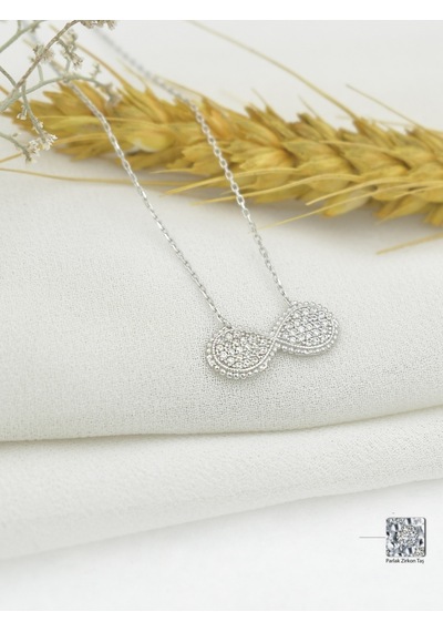 Brezza Lusso Jewelry Timeless Series Zirkon Taşlı Gümüş Ebedi Döngü Kolyesi Gümüş