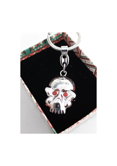 Kırmızı Gözlü İskeletor Kafatası Metal Anahtarlık