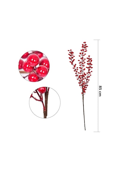 Yılbaşı Dekoru Kırmızı Berry Kokinalı Süslü Dekoratif Dal 85 Cm