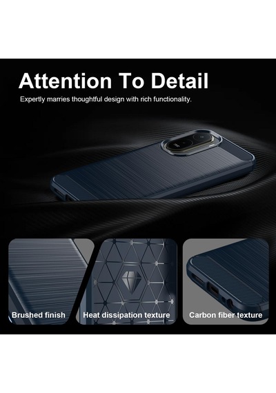 Caseonn Xiaomi Poco C81 Pro Kılıf Karbon Fiber Desenli Koruyucu Arka Kapak Siyah