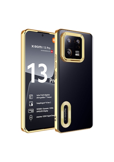 Zore Mi 13 Pro Kılıf Kamera Korumalı Logo Gösteren Ogaa Omega Kapak - Gold