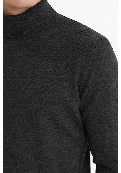 Defacto Slim Fit Dar Kesim Balıkçı Yaka Basic Düz Triko Kazak R1124az25wngr210 Gri-gr210