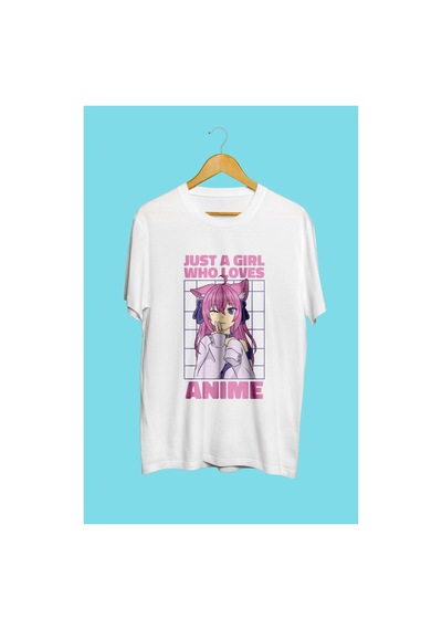 Tarzsokak Anime Kızları Anime Çizim Baskılı Unisex Tişört Beyaz