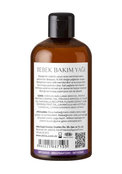 Akita Doğal Bebek Bakım Yağı Lavanta 250Ml