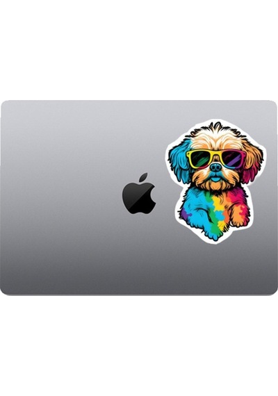 Renkli Cool Köpek Araba, Motorsiklet, Kask, Laptop,cam Sticker 14x12 Cm