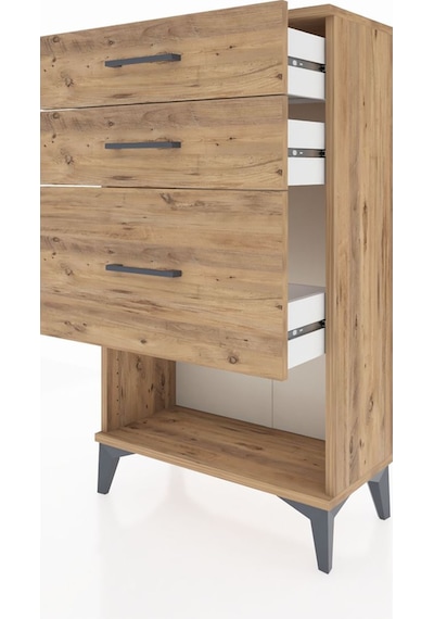 Arges Komodin 3 Çekmeceli 60x30x106 Çam-çam Çam