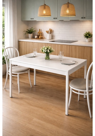 Alesta Life Beyaz Mutfak Masası, Yemek Masası, Çalışma Masası, Metal Ayaklı Masa, Bilgisayar Masası 70x120 Cm Alesta Life Beyaz Mutfak Masası, Yemek Masası, Çalışma Masası, Metal Ayaklı Masa, Bilgisayar Masası 70x120 Cm