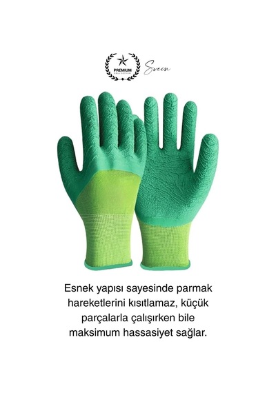 Kaymaz Dayanıklı Pütürlü Montaj İş Eldiveni Camcı Yarı Kaplama Güvenli Sağlam Lastikli Rahat Esnek