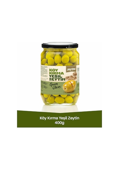 Köy Kırma Yeşil Zeytin 400 Gr 321/350 Xs Cam Kavanoz