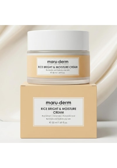 Maruderm Pirinç Özlü Aydınlatıcı & Nemlendirici Krem Seramid & Hyaluronik Asit İle Pürüzsüz Ve Parlak Görünüm İçin Yüz Kremi, 50 Ml