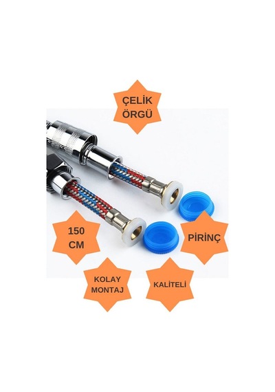 5 Fonksiyon Royal Duş Başlığı 150cm Çelik Örgülü Hortum Mafsal Beyaz